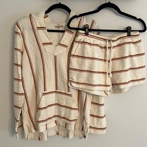 Faherty Striped Baja Hoodie and Shorts Set, size small